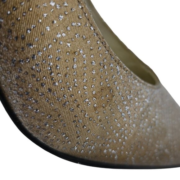 Stuart Weitzman Gold Silver Sparkly Fabric Pumps Women 8.5AAAA Dress Shoes Heels - Picture 8 of 16